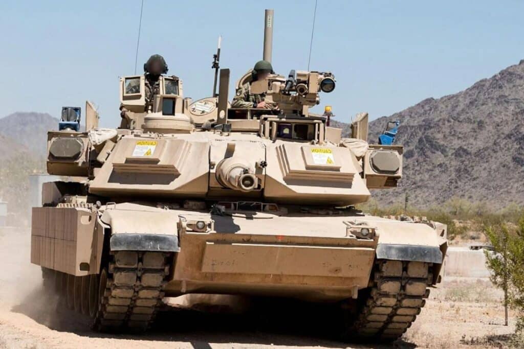 Un char de combat Abrams M1A2 SEPv3, qui équipe les Forces armées royales du Maroc.