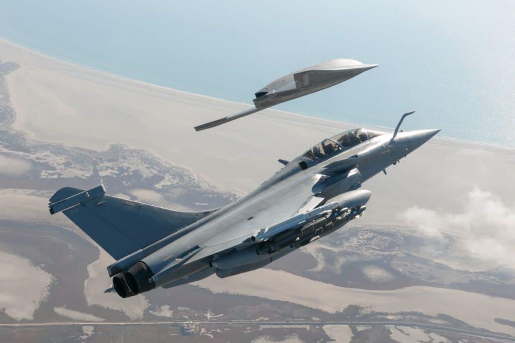 Plusieurs constructeurs européens travaillent autour du concept du Loyal Wingman comme ici le projet de Dassault pour le futur Rafale F5.