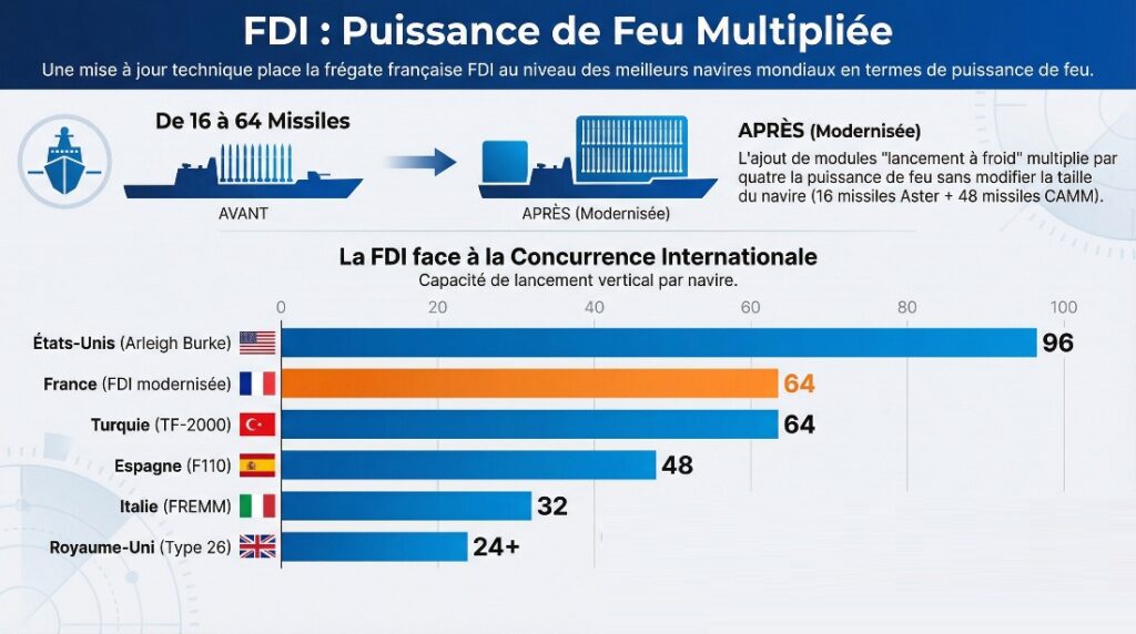 FDI face à ses concurrents en terme de missiles embarquées.