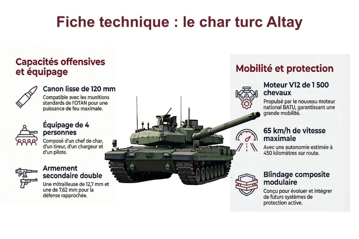 Fiche technique le char turc Altay- infographie (crédit : Forum-Militaire.fr)