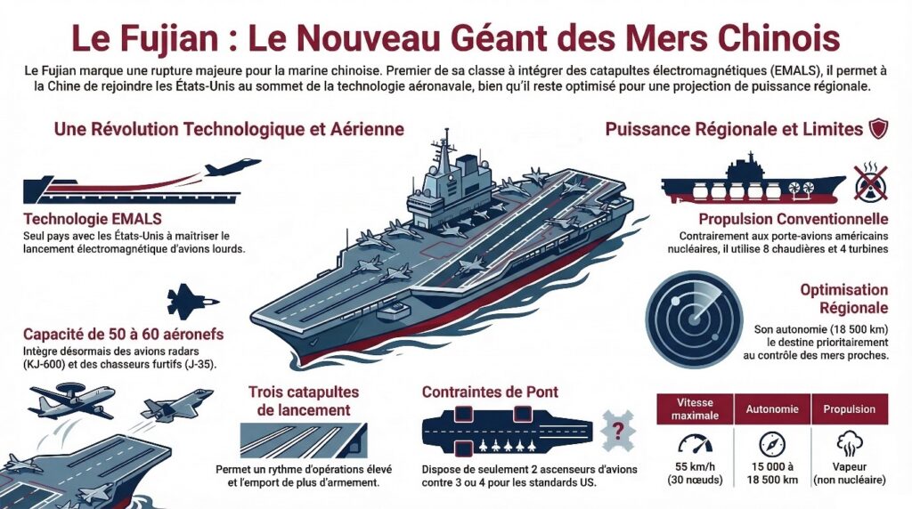 Le porte-avions Fujian : infographie sur ungéant chinois