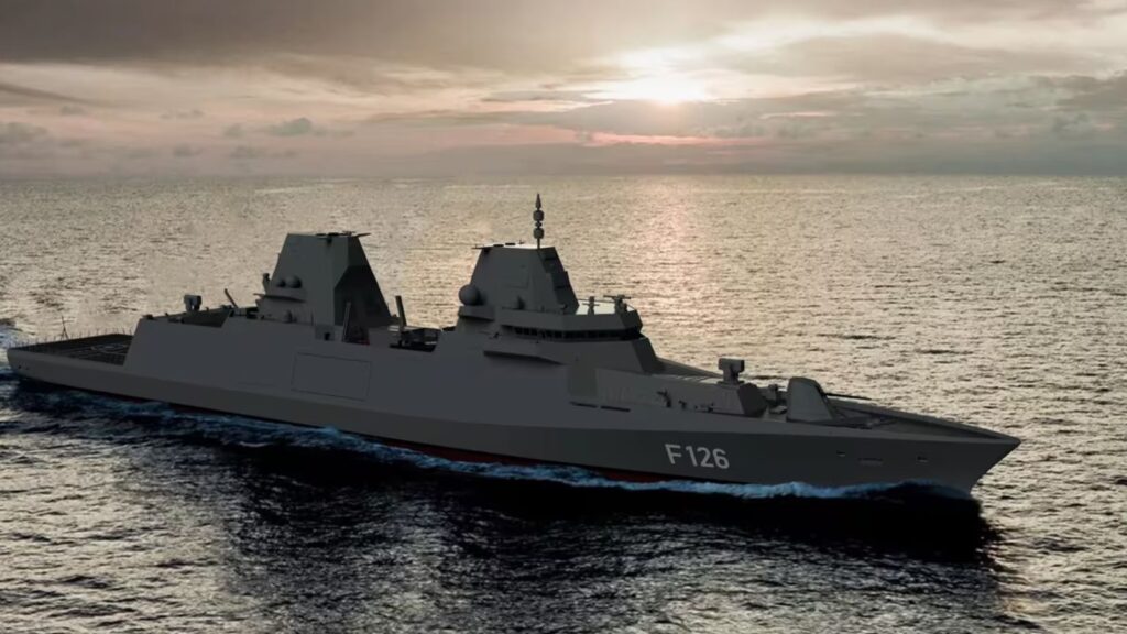 Représentation de la frégate F126 – crédit : Damen
