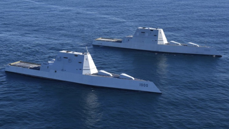 Destroyers de la classe Zumwalt de la marine des Etats-Unis en cours d'essai