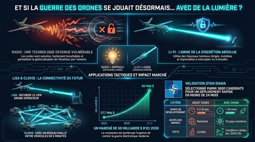 NATO has selected these two high-tech projects by the French Oledcomm to secure its communications with a new technology: Li
